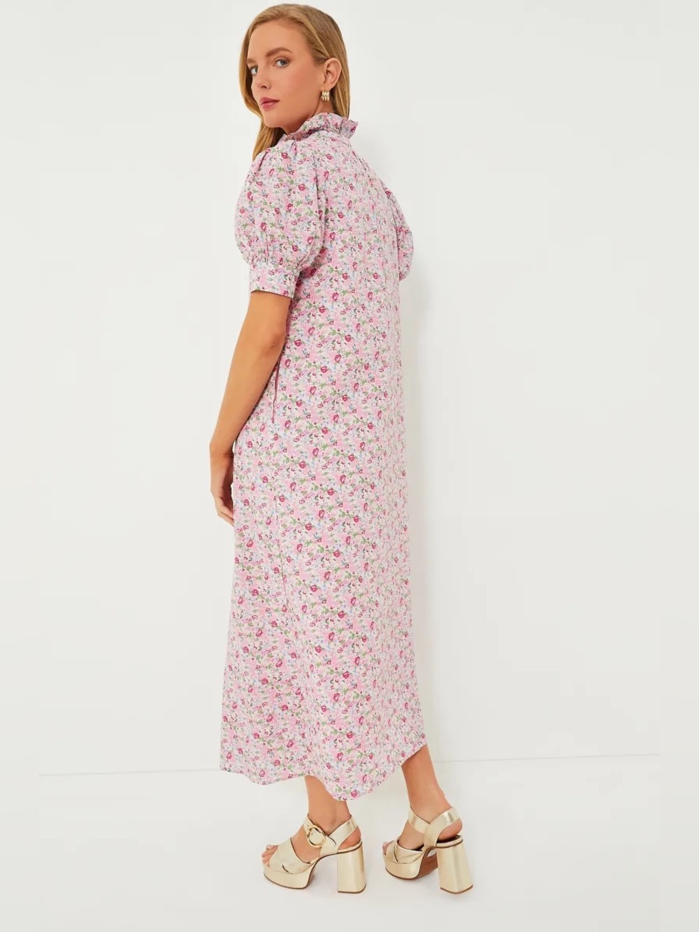 Hyacinth House Pink Multi Ruffle Collar Louisa Maxi Dress – Size Medium - Picture 5 of 11